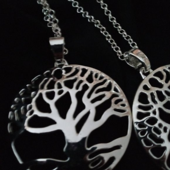 New 32" Hot Silver Plated Big Energy Tree Necklace - Picture 5 of 5